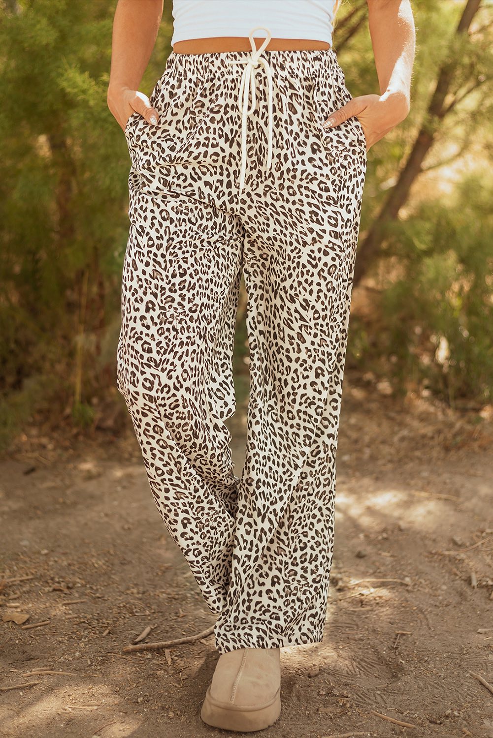 Brown Leopard Loose Pants