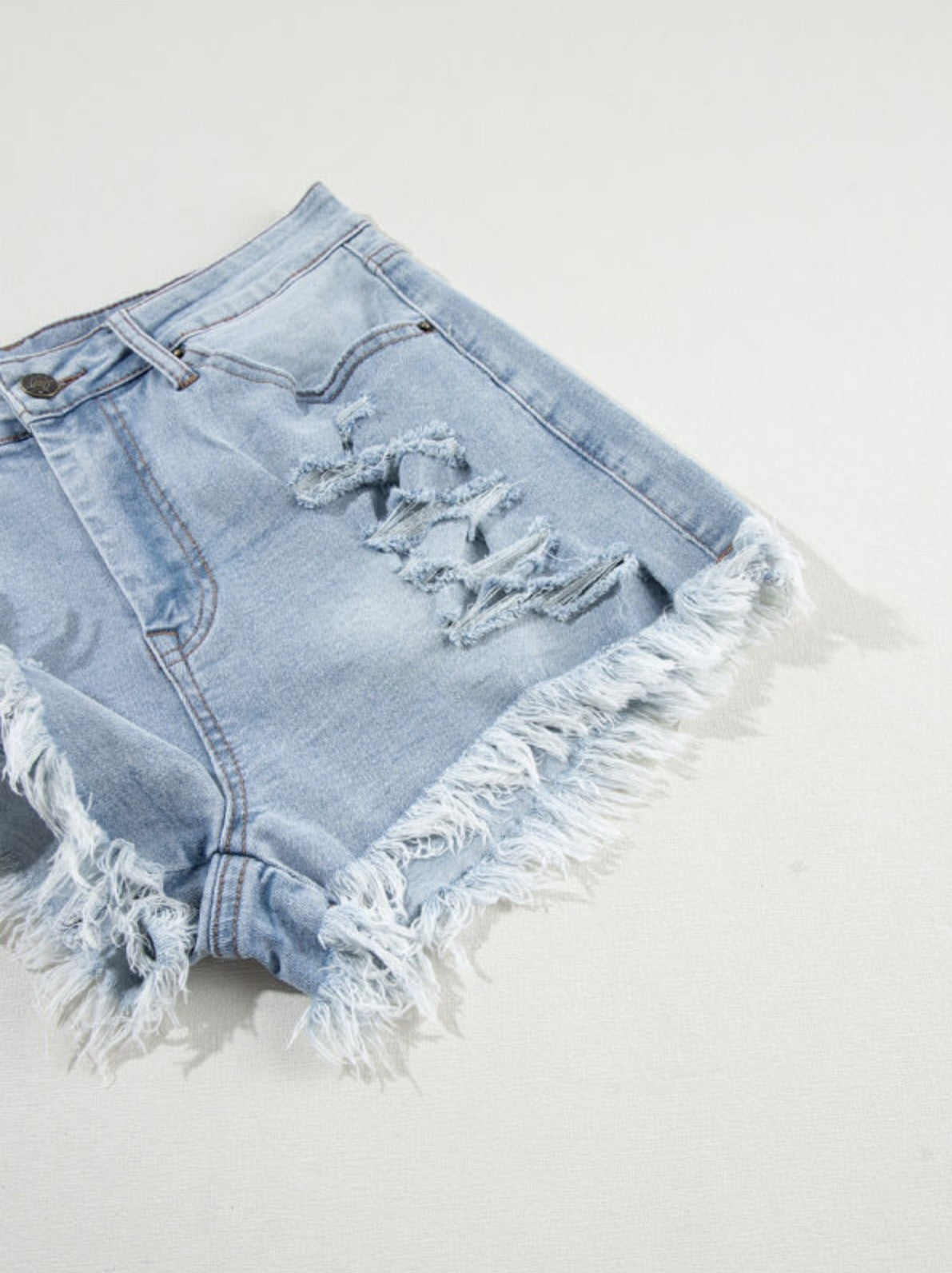 Give me them baby blues- Jean distressed shorts