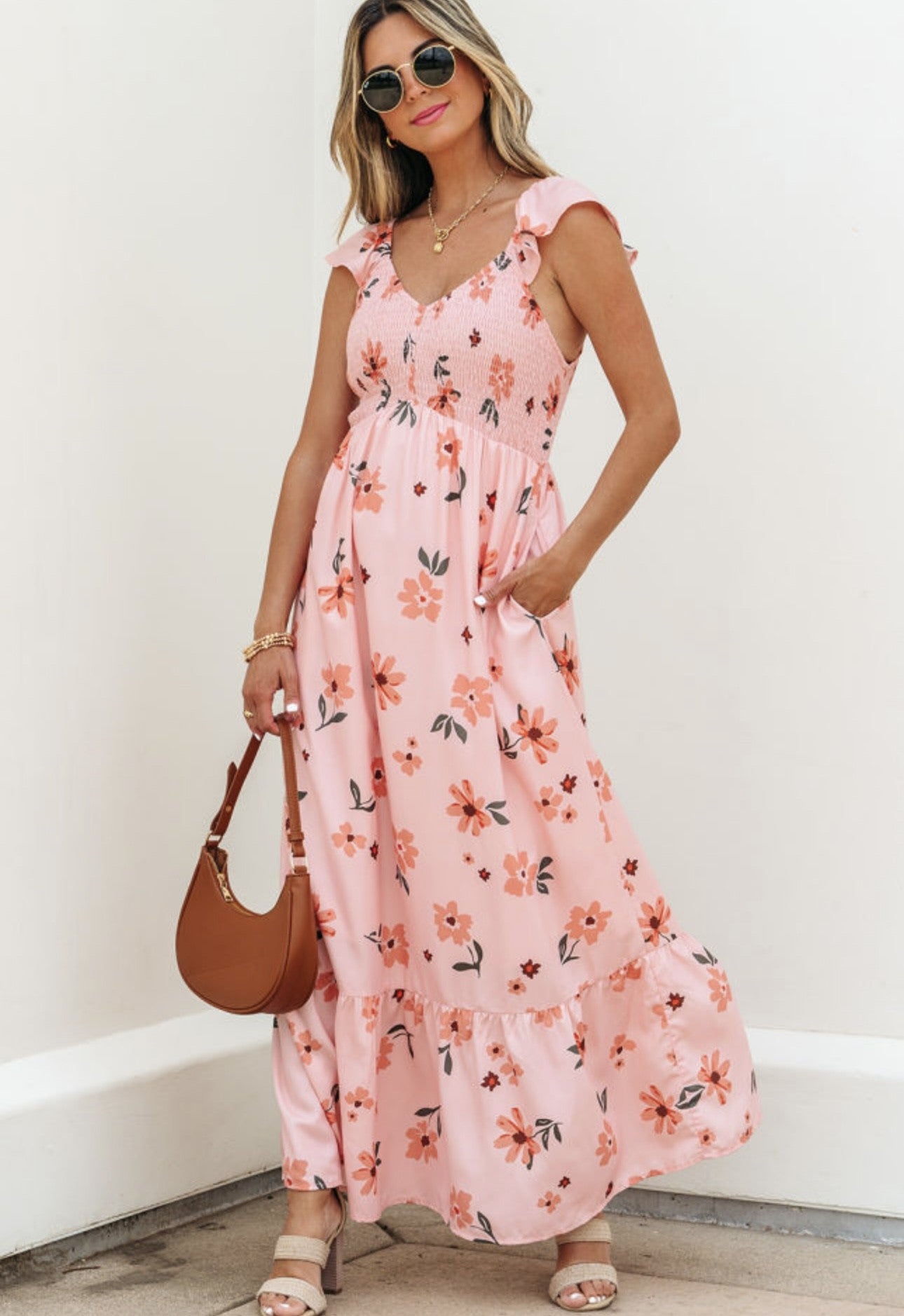 Peach Floral Dress