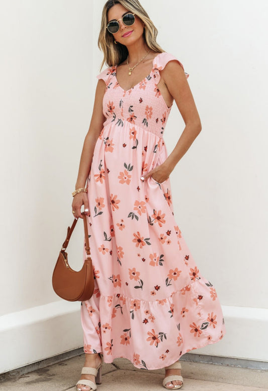 Peach Floral Dress