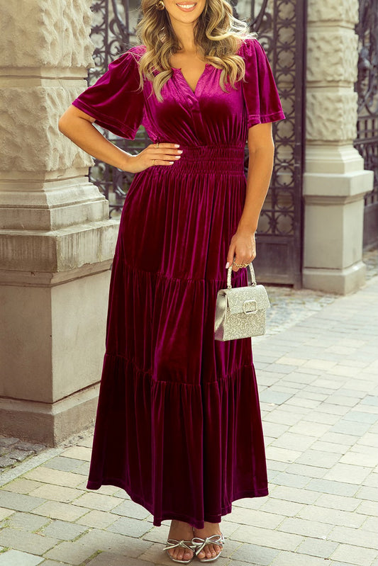 Velvet Tiered Maxi Dress