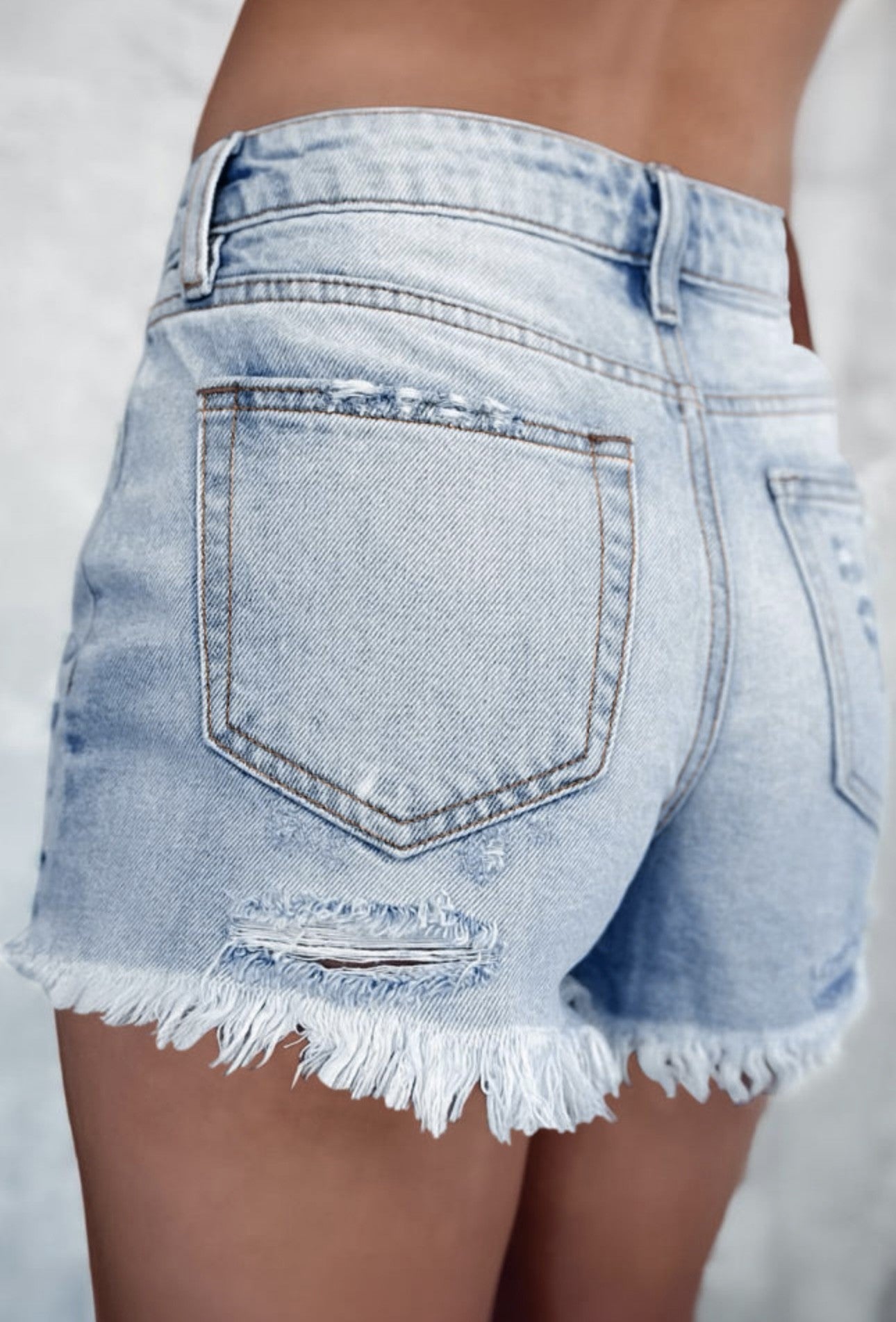 Give me them baby blues- Jean distressed shorts